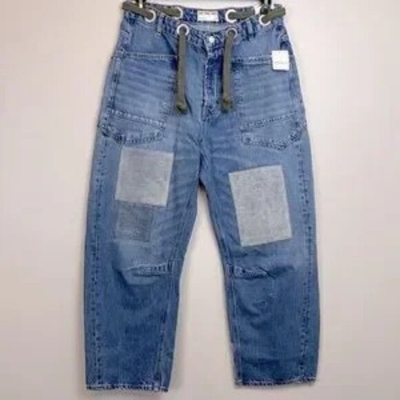 Free People Moxie Barrel Paint Splatter Jeans - Picture 4 of 9